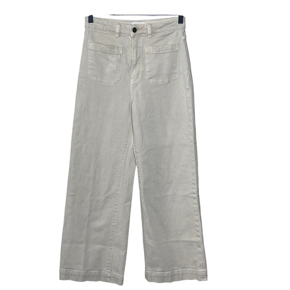Rollas Womens High‎ Rise Wide Leg Jeans Beige Sand Size 27 Front Patch Pockets